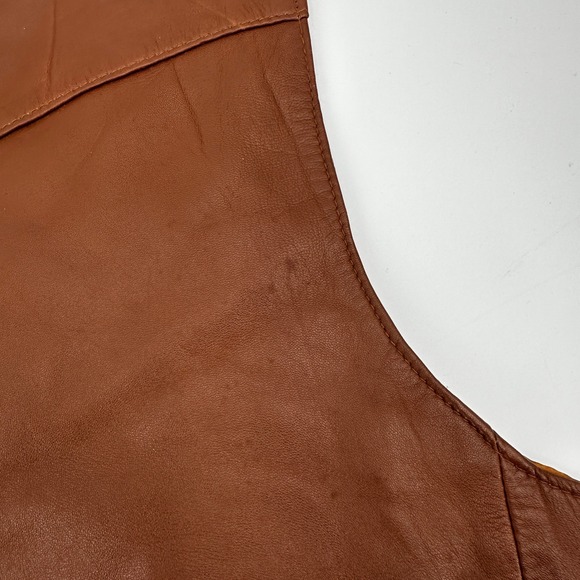 Scully Mens Genuine Leather Western Vest Brown Size 40 Pockets Button Front - Picture 10 of 14